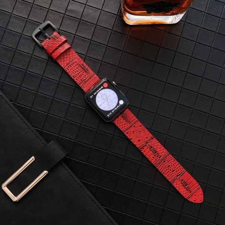 Crocodile and Ostrich Embossed Genuine Leather Strap Watchband For Apple Watch Series