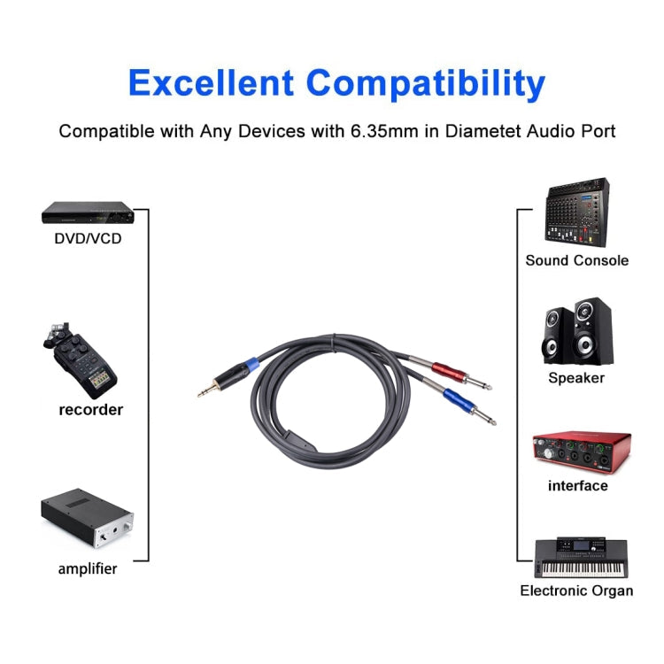 TC195BULS01 3.5mm Male to Dual 6.35mm Mono Male Audio Cable