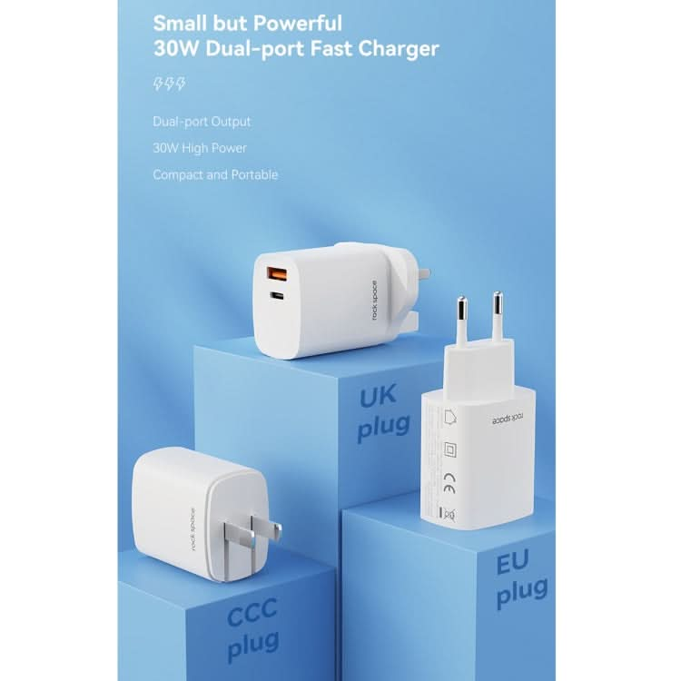 ROCK T51 31W Type-C / USB-C + USB PD Dual Ports Fast Charging Travel Charger Power Adapter,