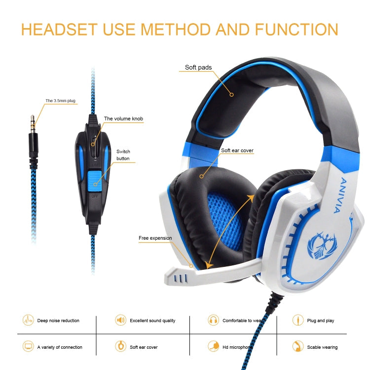 Anivia AH28 3.5mm Stereo Sound Wired Gaming Headset with Microphone My Store