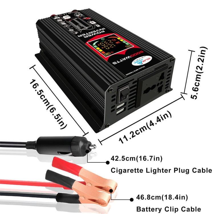 Tang III Generation 12V to 220V 6000W Car Power Inverter with LCD Display & Dual USB