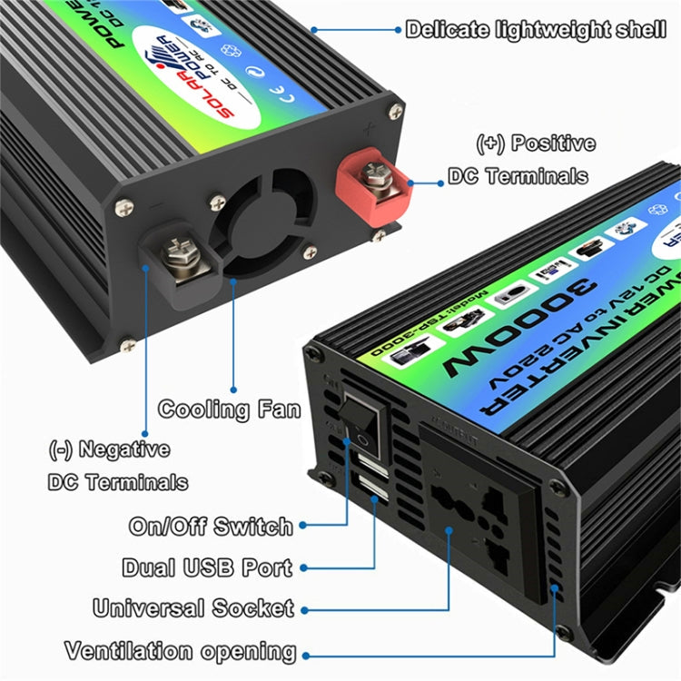 Tang I Generation 12V to 110V 3000W Intelligent Car Power Inverter with Dual USB ÎҵÄÉ̵ê