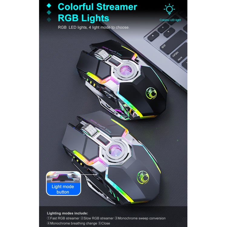 iMICE G7 Colorful Streamer Lights Rechargeable Silent Wireless Mouse My Store