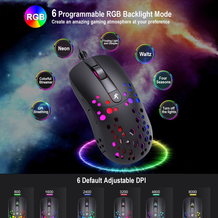 HXSJ A904 RGB Light Macro Programming Mechanical Gaming Wired Mouse My Store