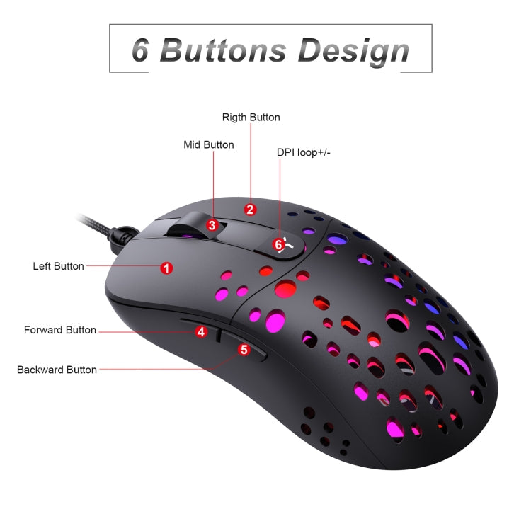 HXSJ A904 RGB Light Macro Programming Mechanical Gaming Wired Mouse My Store