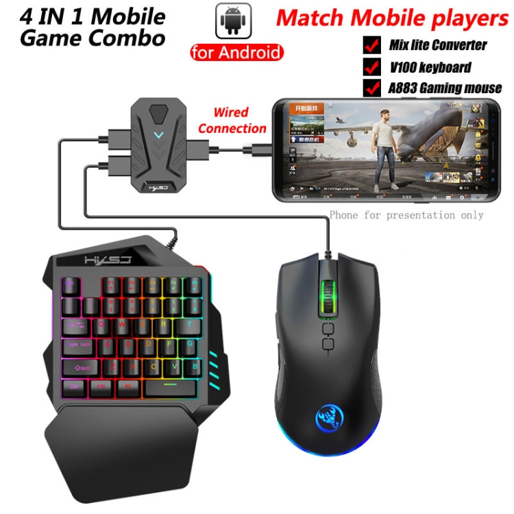 HXSJ P8+V100+J900 Keyboard Mouse Converter + One-handed Keyboard + Programming Gaming Mouse Set My Store