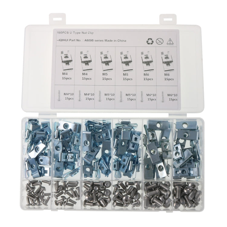 A6095 180 PCS Car M4/M5/M6 Fastener Clips Base U-shaped Clip Nut with Screw ÎҵÄÉ̵ê