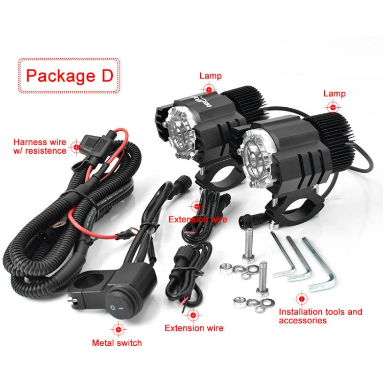 2 PCS M25 DC10V-80V 30W Motorcycle / Car IP65 Waterproof Aluminum Alloy External LED Glare Small Steel Cannon Headlight Spotlight