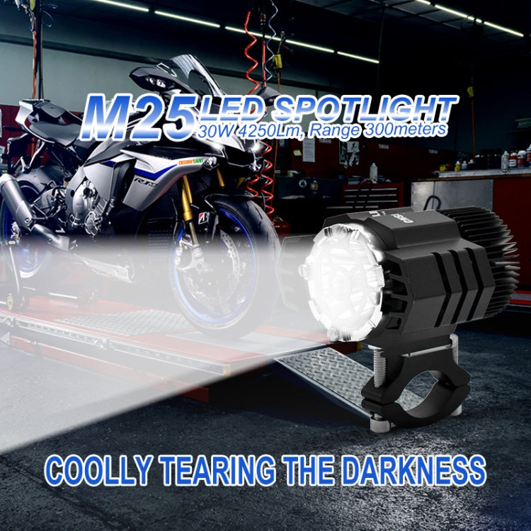 2 PCS M25 DC10V-80V 30W Motorcycle / Car IP65 Waterproof Aluminum Alloy External LED Glare Small Steel Cannon Headlight Spotlight