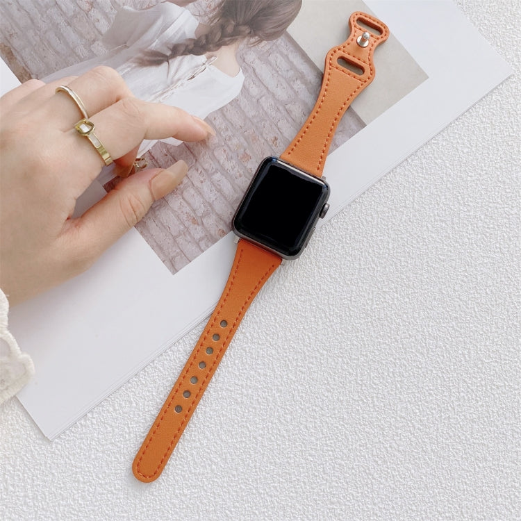 Small Waist 8-shape Reverse Buckle Leather Replacement Strap Watchband For Apple Watch Series