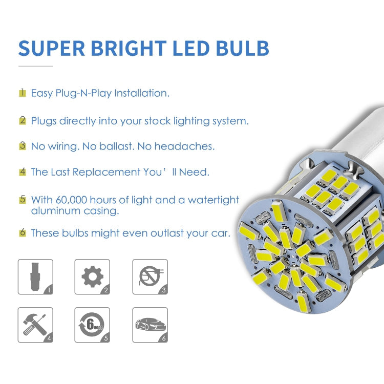 1 Pair E0052 9-14V 1156-54SMD-2835 6000K 1080LM White Light Car Decoding Turn Signal Reversing Light