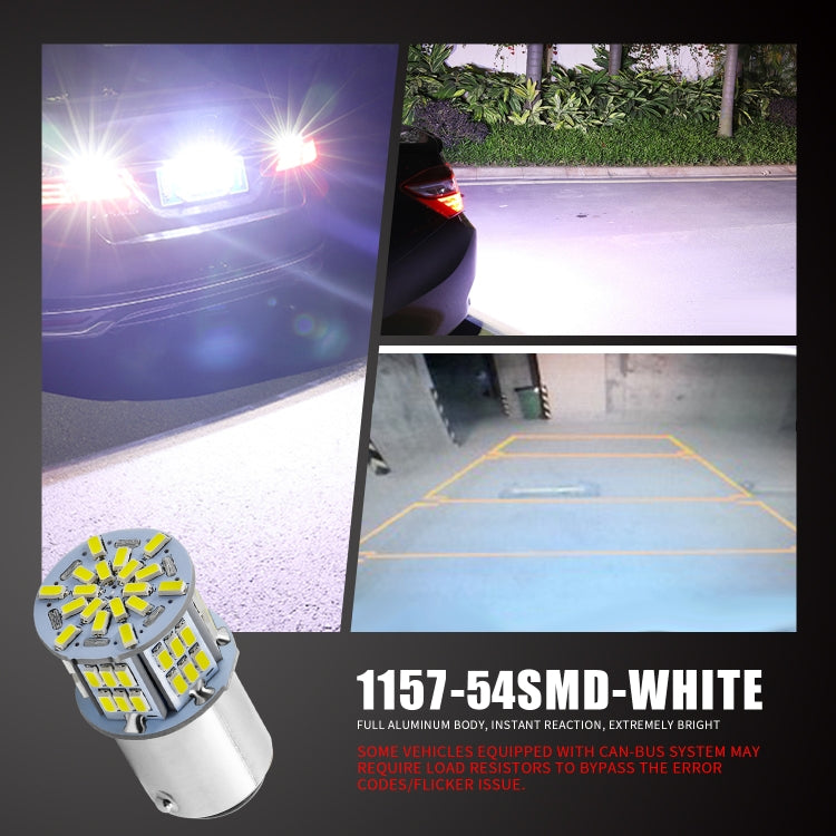 1 Pair E0052 9-14V 1157-54SMD-2835 6000K 1080LM White Light Car Decoding Brake Driving Light