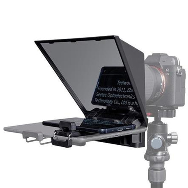 FEELWORLD TP2 Tragbarer Teleprompter mit Bluetooth-Fernbedienung Objektiv-Adapterring für SLR-Kamera