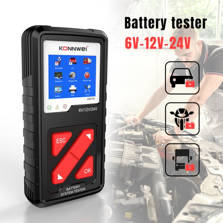 KONNWEI KW710 Car 3.2 inch 6V-24V Lead-acid Battery Tester Support 13 Languages