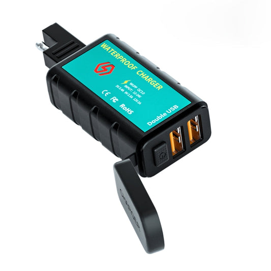 WUPP ZH-1422C1 Motorcycle Square Dual USB Fast Charging Charger with Switch + Integrated SAE Socket ÎҵÄÉ̵ê