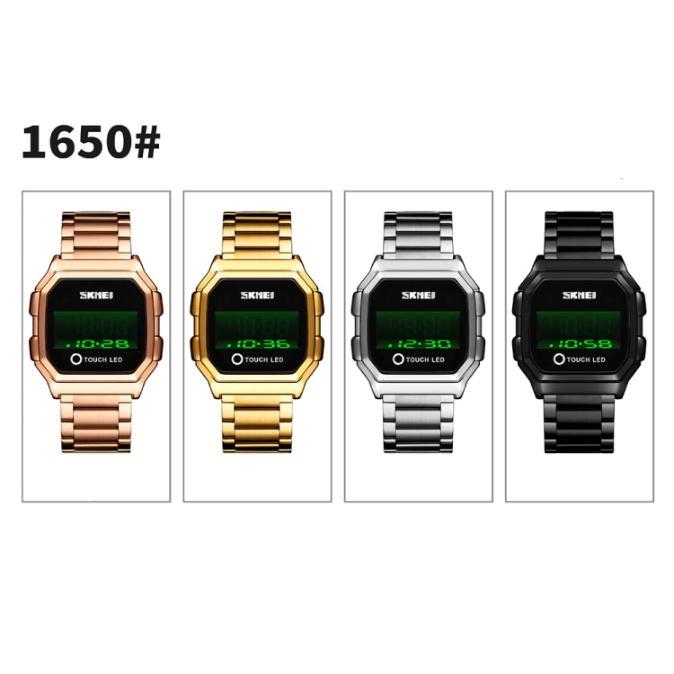 SKMEI 1650 Steel Strap Version LED Digital Display Electronic Watch with Touch Luminous Button