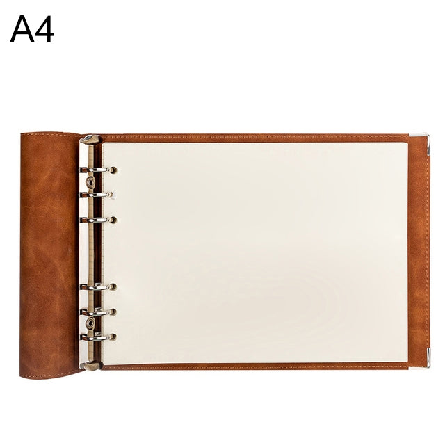 A4 Faux Leather Loose-leaf Grid Notebook My Store