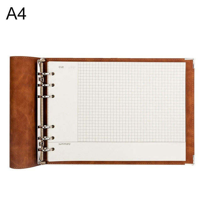 A4 Faux Leather Loose-leaf Grid Notebook My Store