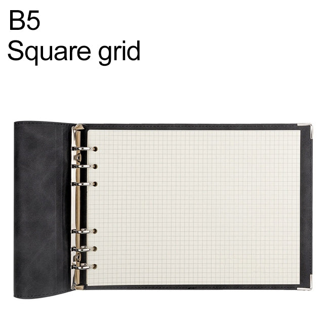 B5 Faux Leather Loose-leaf Grid Notebook My Store