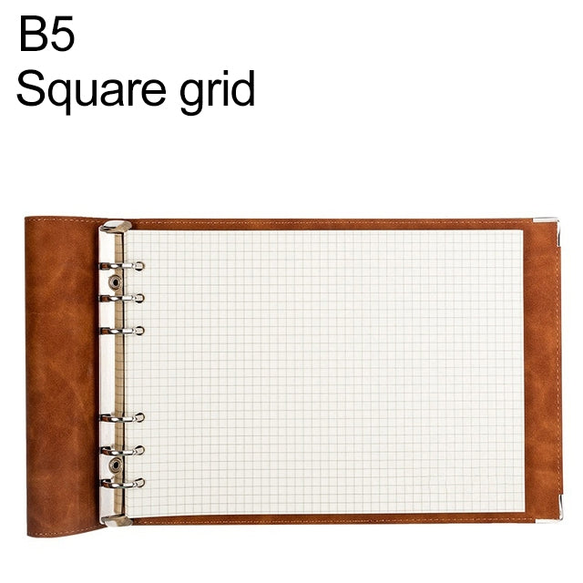 B5 Faux Leather Loose-leaf Grid Notebook My Store