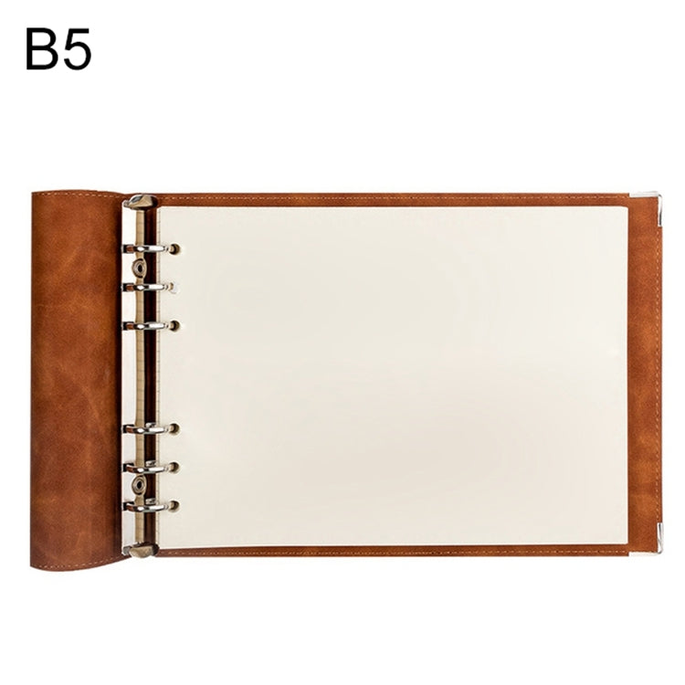 B5 Faux Leather Loose-leaf Grid Notebook My Store