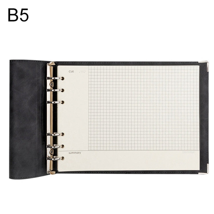 B5 Faux Leather Loose-leaf Grid Notebook My Store