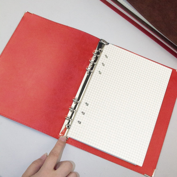 A5 Faux Leather Loose-leaf Grid Notebook My Store