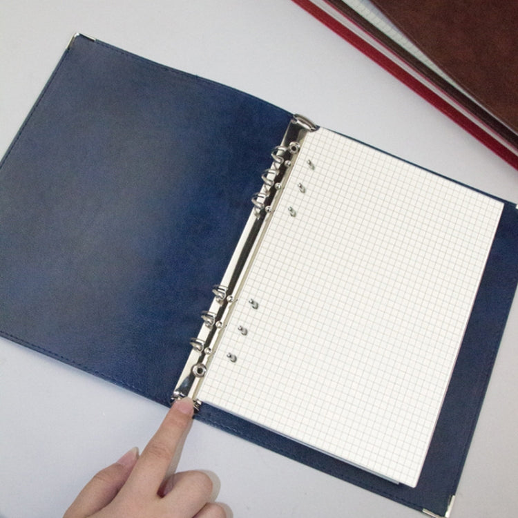 A5 Faux Leather Loose-leaf Grid Notebook My Store