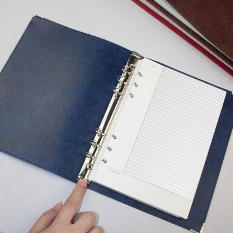 A5 Faux Leather Loose-leaf Grid Notebook My Store