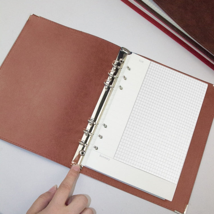 A5 Faux Leather Loose-leaf Grid Notebook My Store