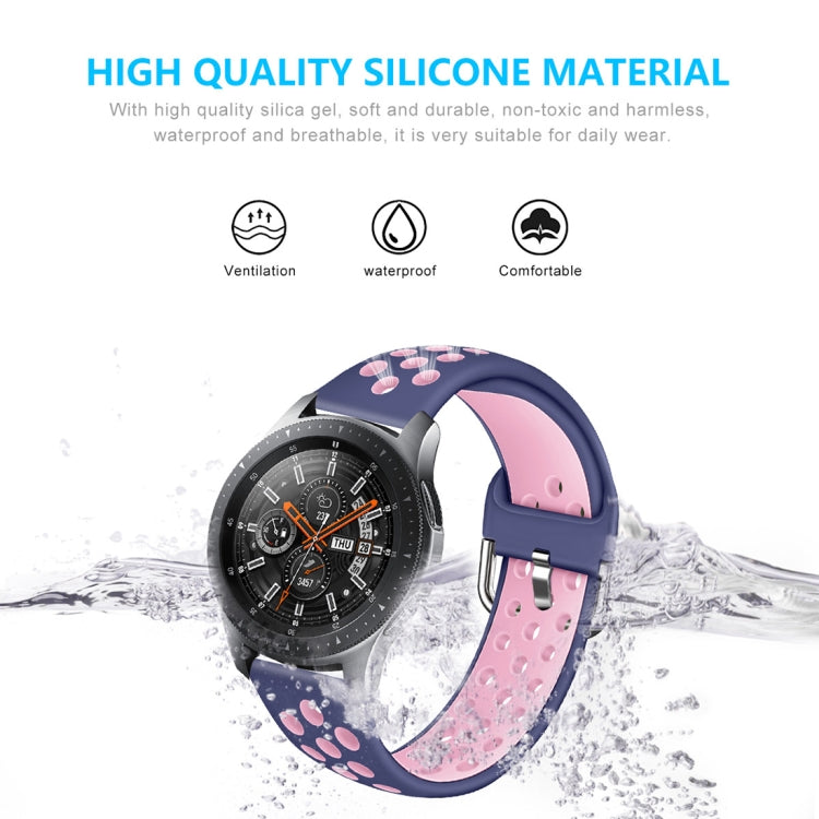 For Galaxy Watch 46 / S3 / Huawei Watch GT 1 / 2 22mm Smart Watch Silicone Double Color Wrist Strap Watchband