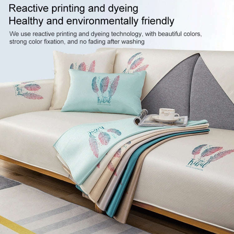 Feather Pattern Summer Ice Silk Non-slip Full Coverage Sofa Cover, Series 2 My Store