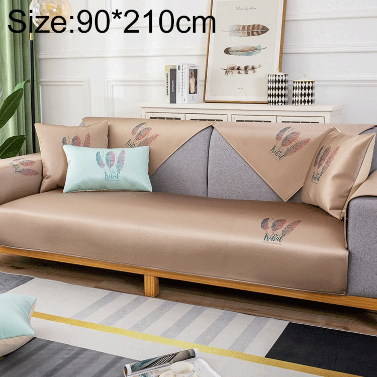 Feather Pattern Summer Ice Silk Non-slip Full Coverage Sofa Cover, Series 4 My Store