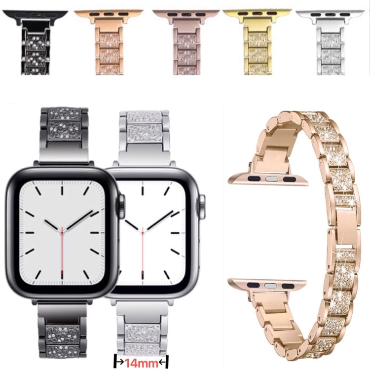 14mm Three-beads Diamond Aluminum Alloy Replacement Strap Watchband For Apple Watch Series