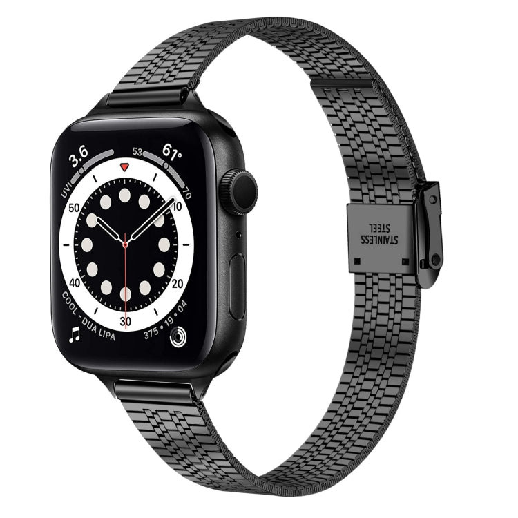 14mm Seven-beads Double Safety Buckle Slim Steel Replacement Strap Watchband For Apple Watch Series