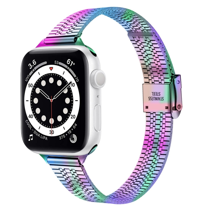 14mm Seven-beads Double Safety Buckle Slim Steel Replacement Strap Watchband For Apple Watch Series