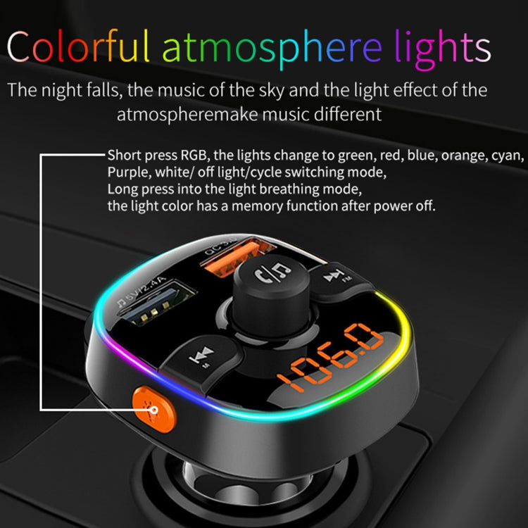 BC52 QC3.0 Fast Charging Car Colorful Atmosphere Light Bluetooth MP3 Player FM Transmitter ÎҵÄÉ̵ê