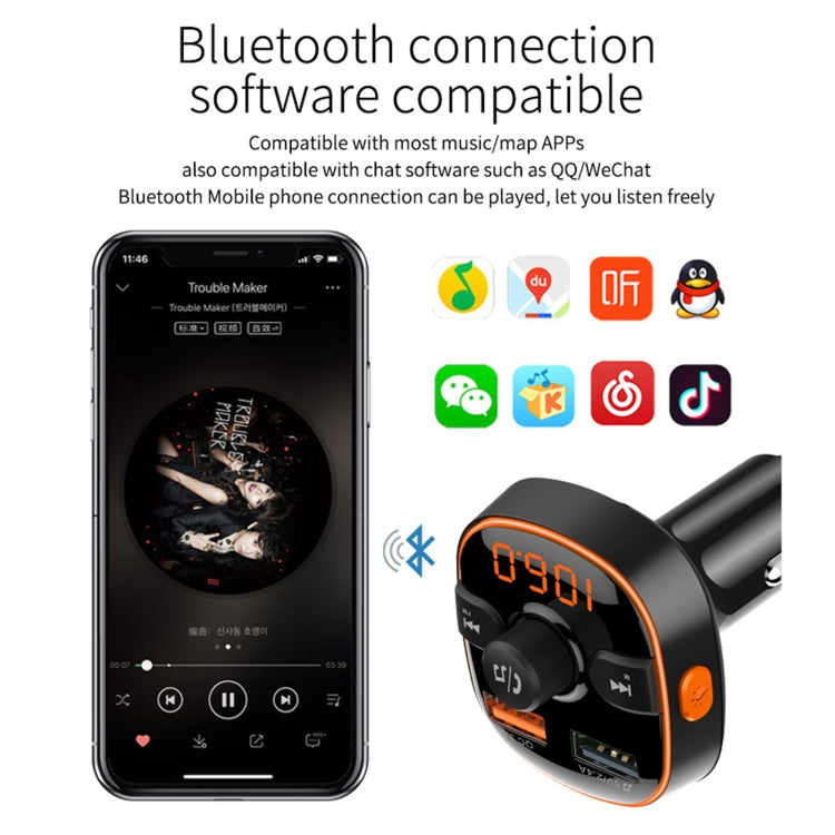 BC52 QC3.0 Fast Charging Car Colorful Atmosphere Light Bluetooth MP3 Player FM Transmitter ÎҵÄÉ̵ê