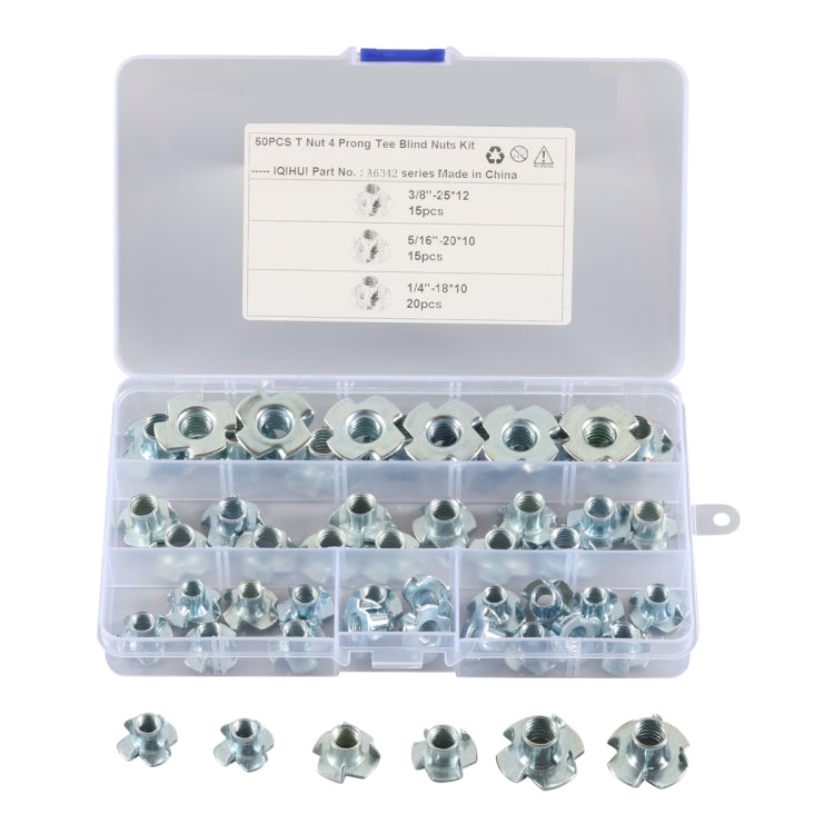 A6342 50 PCS T-Nut 4 Pronged Tee Blind Nuts Assortment Kit ÎҵÄÉ̵ê