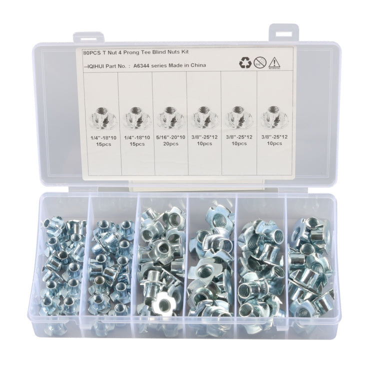 A6344 80 PCS T-Nut 4 Pronged Tee Blind Nuts Assortment Kit ÎҵÄÉ̵ê