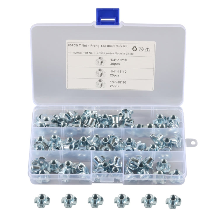 A6345 80 PCS T-Nut 4 Pronged Tee Blind Nuts Assortment Kit ÎҵÄÉ̵ê