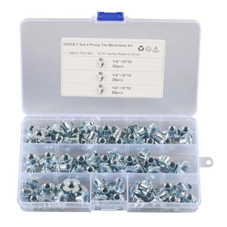 A6345 80 PCS T-Nut 4 Pronged Tee Blind Nuts Assortment Kit ÎҵÄÉ̵ê