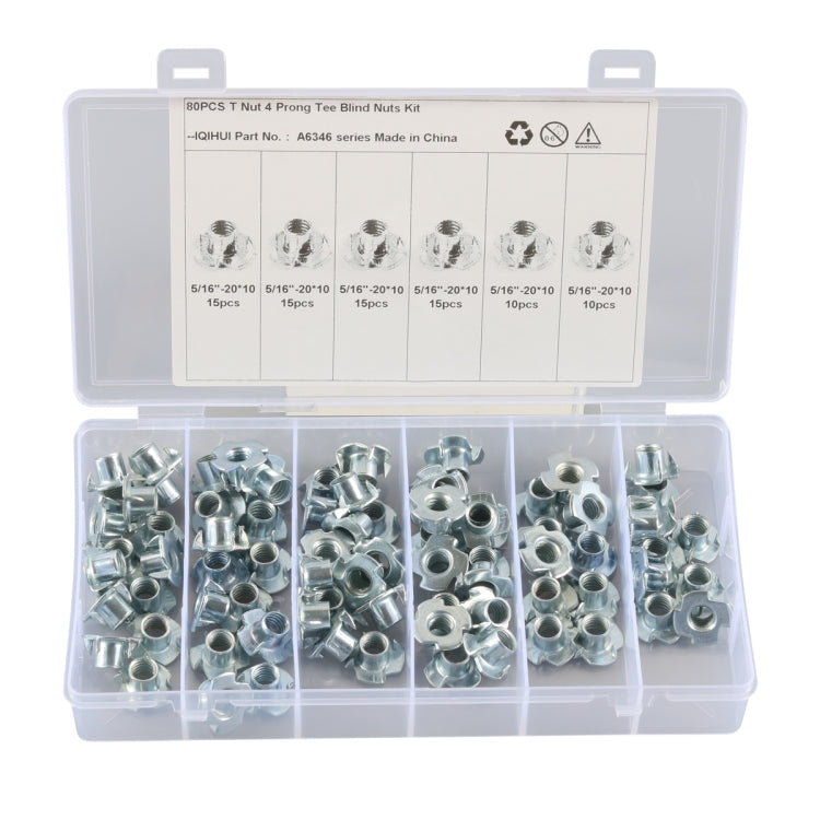 A6346 80 PCS T-Nut 4 Pronged Tee Blind Nuts Assortment Kit ÎҵÄÉ̵ê