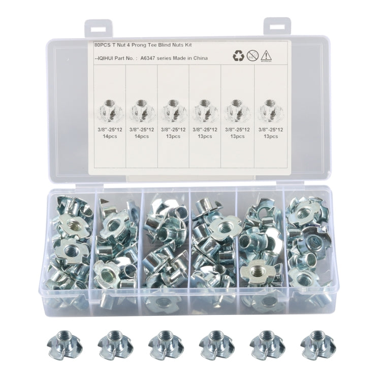 A6347 80 PCS T-Nut 4 Pronged Tee Blind Nuts Assortment Kit ÎҵÄÉ̵ê