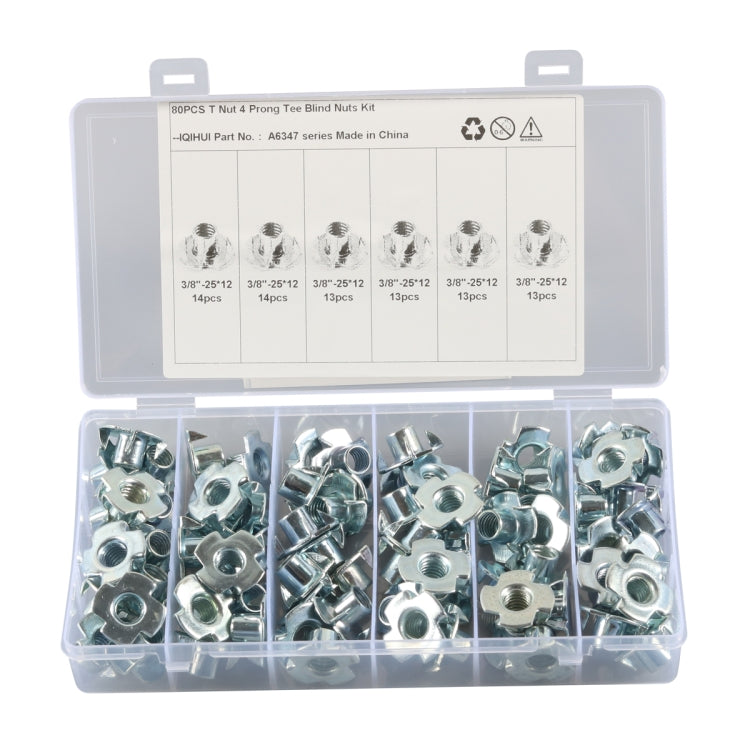 A6347 80 PCS T-Nut 4 Pronged Tee Blind Nuts Assortment Kit ÎҵÄÉ̵ê