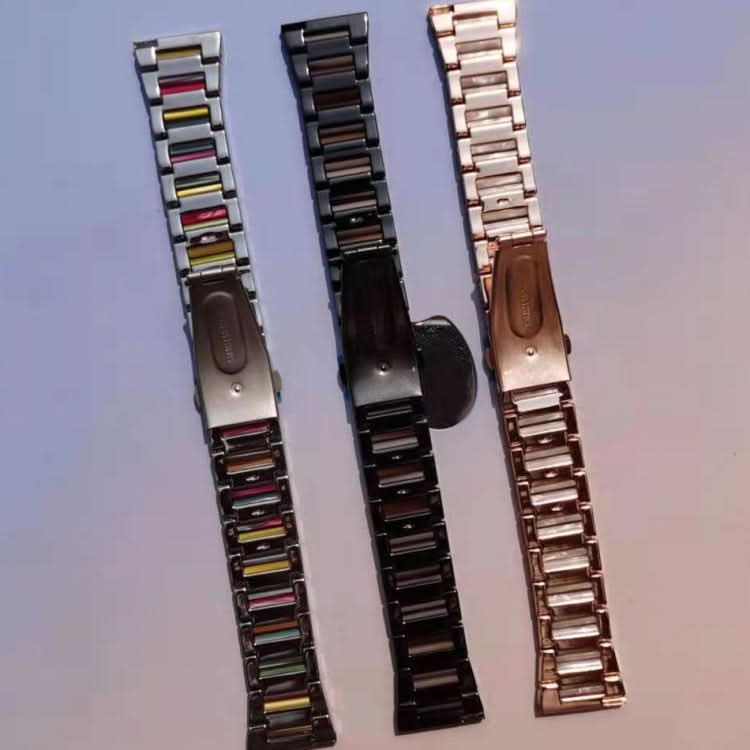 Universal Three-beads Stainless Steel + Resin Replacement Strap Watchband