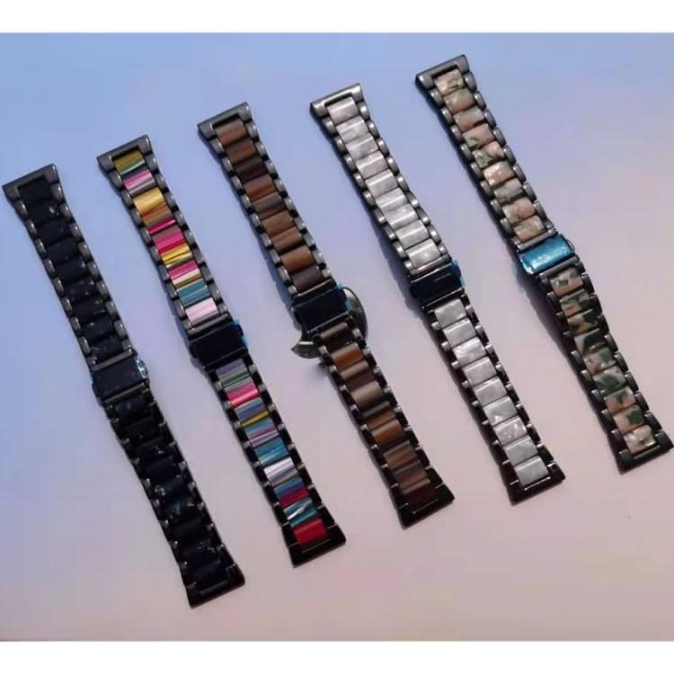 Universal Three-beads Stainless Steel + Resin Replacement Strap Watchband