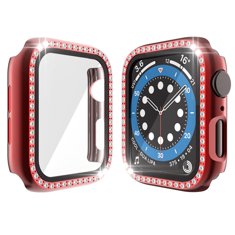 Electroplating PC Single Row Diamond Protective Case with Tempered Glass Film For Apple Watch Series