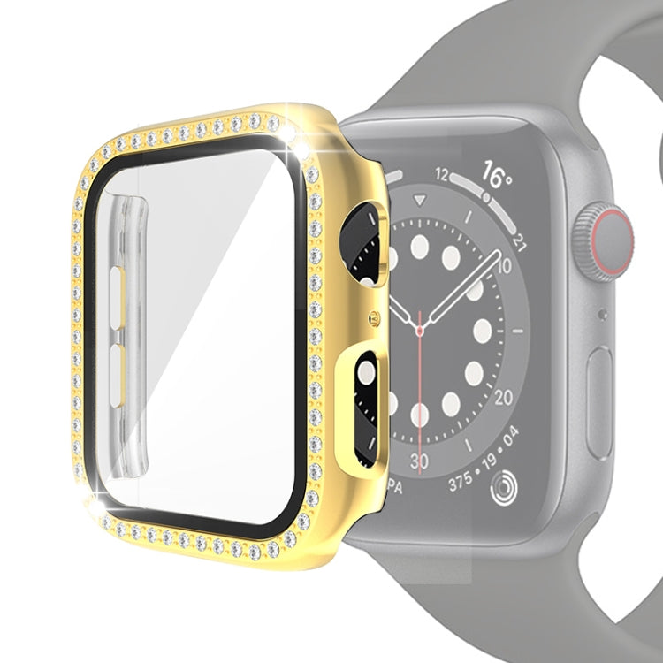 Electroplating PC Single Row Diamond Protective Case with Tempered Glass Film For Apple Watch Series