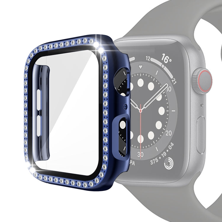 Electroplating PC Single Row Diamond Protective Case with Tempered Glass Film For Apple Watch Series